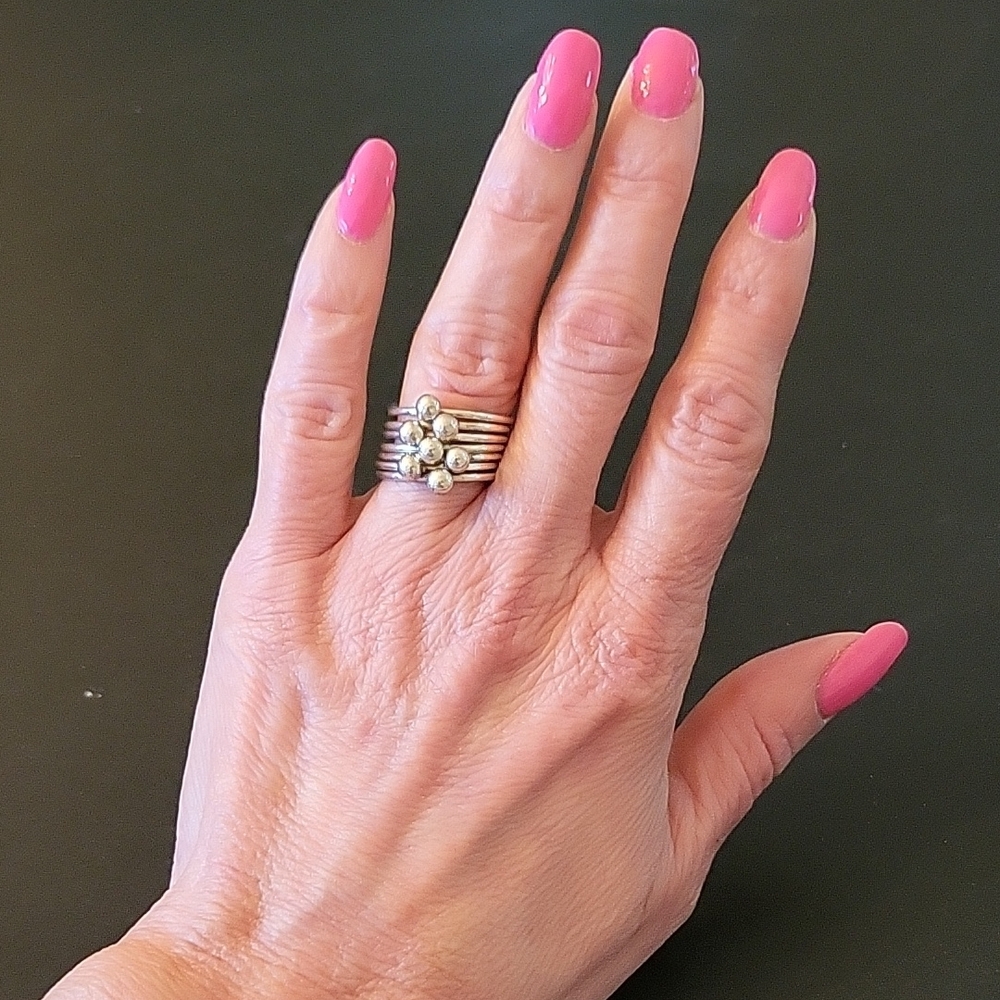 Silver 925 "Lucky 7" Stacked Rings - Elegant Jewelry Set! Size 7